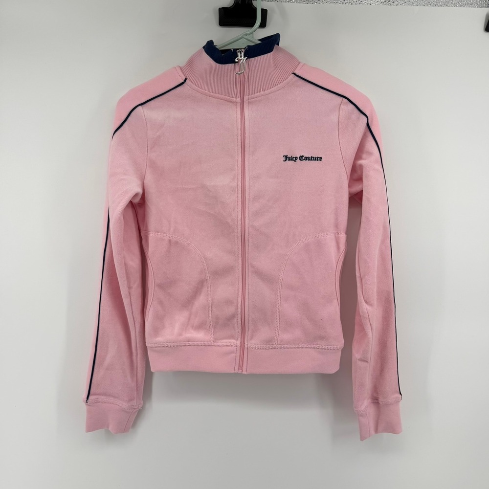 Juicy Couture Velour Track Jacket Women XS Pink Pickleball Graphic NWT